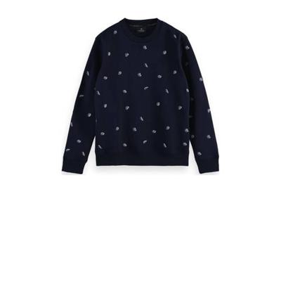 Scotch & Soda sweater met all over print donkerblauw Scotch & Soda sweater met all over print donkerblauw