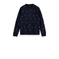 Scotch & Soda sweater met all over print donkerblauw - thumbnail