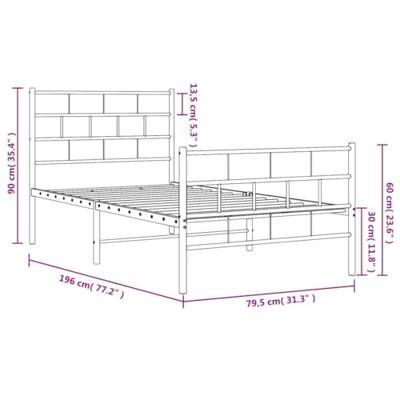 Bedframe met hoofd- en voeteneinde metaal zwart 75x190 cm Bedframe met hoofd- en voeteneinde metaal zwart 75x190 cm