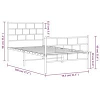 Bedframe met hoofd- en voeteneinde metaal zwart 75x190 cm - thumbnail