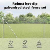 VidaXL Afrasteringspaal zilver 10 x 1,5 m (19 x 19 mm gaas) staal - thumbnail