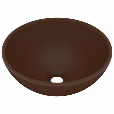VidaXL Wastafel rond 32,5x14 cm keramiek mat donkerbruin