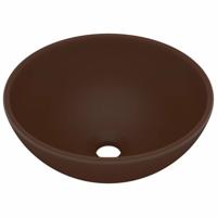 VidaXL Wastafel rond 32,5x14 cm keramiek mat donkerbruin - thumbnail