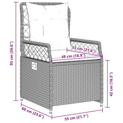 3-delige Tuinset met kussens poly rattan beige - thumbnail