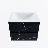 MONDIAZ VICA 60cm badmeubel onderkast Marquina 2 lades. Wastafel CLOUD midden 1 kraangat, kleur Talc. - thumbnail