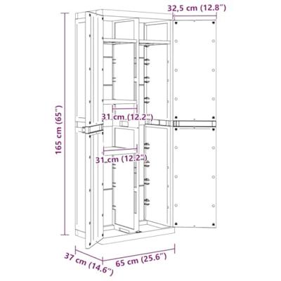 Tuinkast 65x37x165 cm polypropeen grijs en zwart