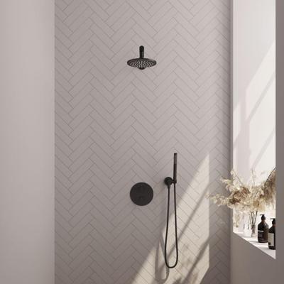 Thermostatische Inbouwdoucheset Brauer Carving Met Ronde Afdekplaat Mat Zwart (Alle Opties)