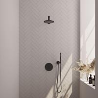 Thermostatische Inbouwdoucheset Brauer Carving Met Ronde Afdekplaat Mat Zwart (Alle Opties) - thumbnail