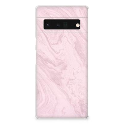 Google Pixel 6 Pro | TPU | Siliconen hoesje | Marble Pink - Origineel Cadeau Vriendin