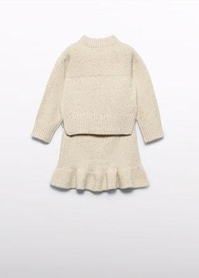 Abel & Lula winter rok-set meisjes - beige - gebreid