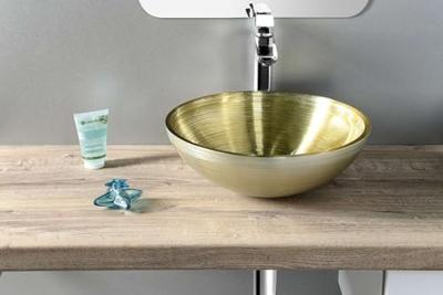 Waskom Sapho Murano Rond 40x14 cm Glas Goud Sapho