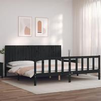 Bedframe met hoofdbord massief hout zwart 200x200 cm - thumbnail
