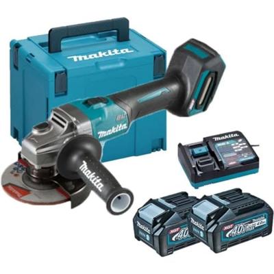 Makita GA005GM201 40V Max Haakse slijper 125 mm 4,0 Ah accu (2 st), lader, Mbox - GA005GM201