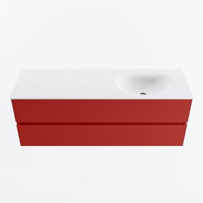 MONDIAZ VICA 140cm badmeubel onderkast Fire 2 lades. Wastafel MOON rechts 1 kraangat, kleur Talc.