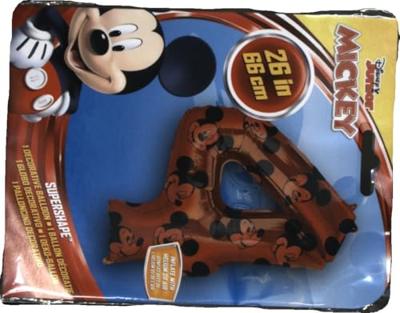 Folieballon Cijfer 4 Mickey Mouse Rood (66cm) - thumbnail