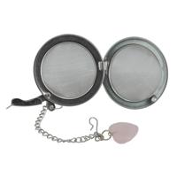 Theebol met Rozenkwarts Edelstenen Hartje - Zilverkleurig - thumbnail