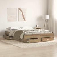 Bedframe met lades artisanaal eikenkleurig 135 x 190 cm - thumbnail