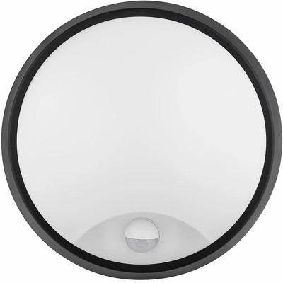 LED Wandlamp met Sensor - Kozolux Sorta - 20W 1600lm - Helder/Koud Wit 6500K - IP54 - Rond - Zwart