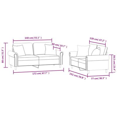 3-delige Loungeset met kussens fluweel geel - thumbnail