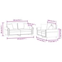 3-delige Loungeset met kussens fluweel zwart - thumbnail