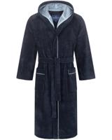 Morgenstern Morgenstern herenbadjas met capuchon Daniel marine/blauw Maat L - thumbnail