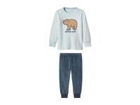 lupilu Pluche kinder pyjama (Blauw/donkerblauw, 122/128) - thumbnail