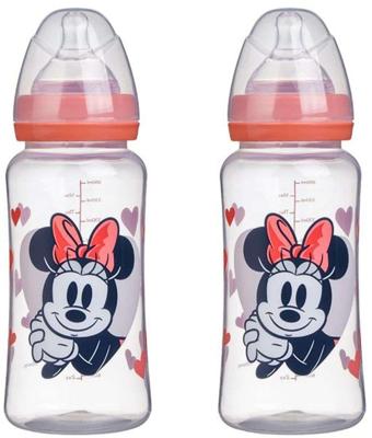 Set van 2 babyflesjes - DISNEY BABY - MINNIE COLLECTOR - 360 ml - Siliconen speen - 3 doorstroomstanden