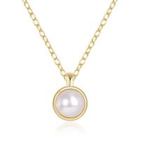 Elenza Goudkleurige Ketting met Parel in 925 Sterling Zilver - thumbnail