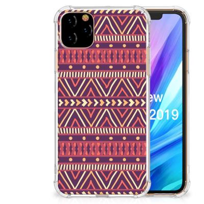 Apple iPhone 11 Pro Max Doorzichtige Silicone Hoesje Aztec Paars Apple iPhone 11 Pro Max Doorzichtige Silicone Hoesje Aztec Paars