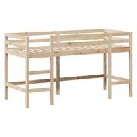 Halfhoogslaper met ladder en bedhuis grenenhout 80x200 cm - thumbnail