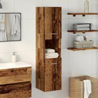 Badkamerwandkast 30x30x130 cm bewerkt hout oud houtkleurig - thumbnail