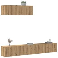 3-delig Tv-meubelset wandmontage bewerkt hout artisanaal eiken - thumbnail