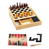 4-in1 Houten Spellendoos, 17cm - thumbnail