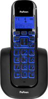 Profoon PDX-2808 telefoon (DECT-telefoon, draadloze handset, luidspreker, 20 ingangen, beller-ID, zwart) - thumbnail