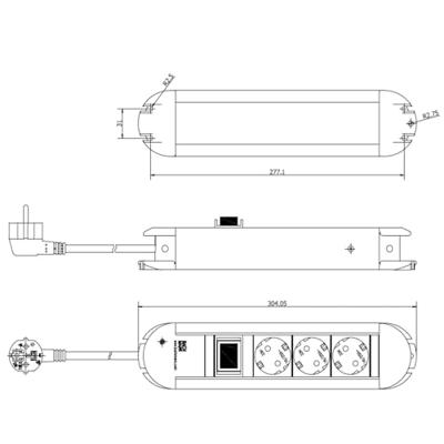 Bachmann 330.070 Stekkerdoos met schakelaar Zwart, Aluminium Randaarde stekker 1 stuk(s)