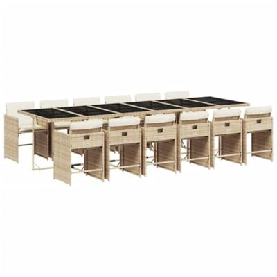 13-delige Tuinset met kussens poly rattan beige - thumbnail