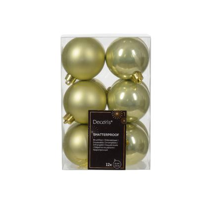 12 onbreekbare kerstballen pistache 6 cm