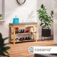 Acaciahout Schoenbank FSC gecertificeerd met zitkussen 70x33x48cm - thumbnail