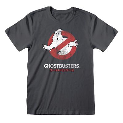 Unisex T-Shirt met Korte Mouwen The Ghostbusters Japanese Text Donker grijs - Maat: S