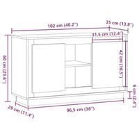 Dressoir 102x35x60 cm bewerkt hout artisanaal eikenkleurig - thumbnail