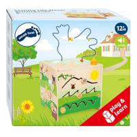 Small Foot - houten activiteitenkubus met motoriekspiraal boerderij - thumbnail