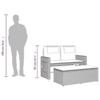 Tuinbankje verstelbaar met kussens poly rattan lichtgrijs - thumbnail