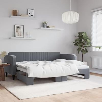 Slaapbank met onderschuifbed 80x200 cm fluweel donkergrijs