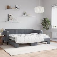 Slaapbank met onderschuifbed 80x200 cm fluweel donkergrijs - thumbnail