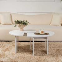 Tavolino da caffè - MOIRA - Rotondo - Bianco naturale - 90 x 90 x 41 cm - thumbnail