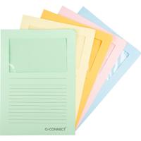 Q-CONNECT L-map met venster, 120 g/m², A4, pak van 100 stuks, lichte geassorteerde kleuren - thumbnail