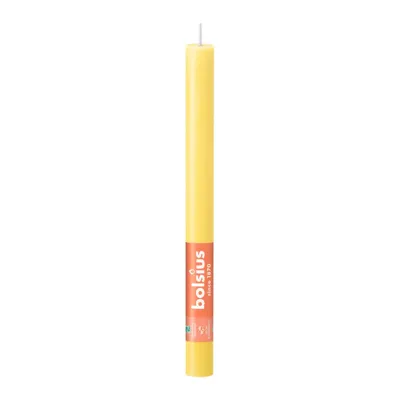 Bolsius dinerkaars rustiek shine 27cm sunny yellow