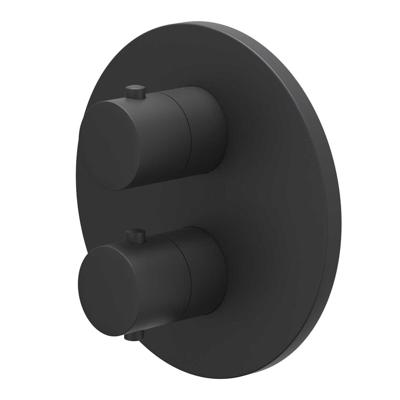 Afbouwdeel IVY Bond Inbouwthermostaat 1 Stopkraan Met Rond Rozet Mat Zwart PED IVY