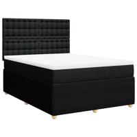 Boxspring met matras stof zwart 140x190 cm - thumbnail