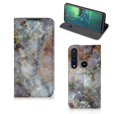Motorola G8 Plus | Standcase | Marmer Grijs